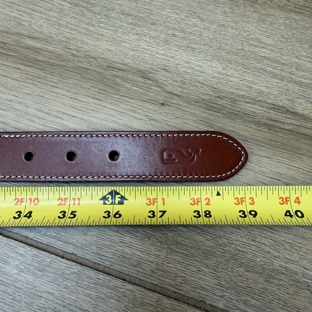 Vineyard Vines Distressed Braided Rope Belt Mens 34 Crystal Blue Brown Leather
